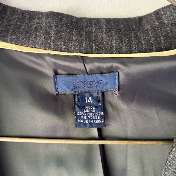 J Crew Super 120s Blazer Jacket Virgin Wool Pinstripe Gray Womens Size 14 - Picture 4 of 6